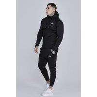 SikSilk Men's Hoodie & Joggers Set in Black | Size: Large