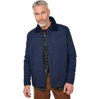 Pegasus Men's Sherpa-Lined Zip Canvas Washed Cotton Jacket Coat in Navy | Size: 2XL