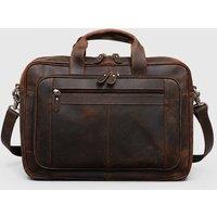 Touri Men's Genuine Leather Laptop Messenger Briefcase in Brown
