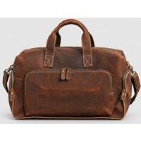 Touri Men's Genuine Leather Front Pocket Boarding Bag in Brown