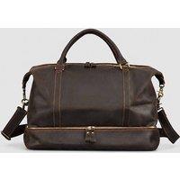 Touri Men's Leather Weekend Bag With Suit Compartment Brown
