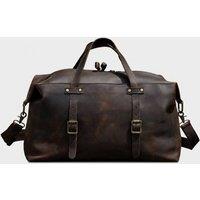 Touri Men's Genuine Leather Duffel Holdall Dark Brown