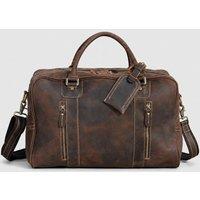 Touri Men's Genuine Leather Over Night Bag in Brown