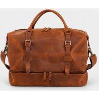 Touri Men's Genuine Leather Weekender With Outerwear Compartment in Brown