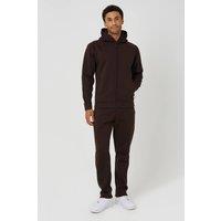 Brave Soul Men's Zip Through Hoodie & Jogger Co-Ord in Chocolate | Size: Large