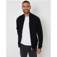 threadbare Men's Zip-Through Funnel Neck Knitted Cardigan in Black | Size: 2XL