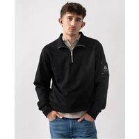 Moose Knuckles Men's Long Sleeve Collared Sweatshirt in Black | Size: Large