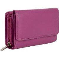Woodland Leathers Women's Women's Leather RFID Zip Around Purse Wallet in Fuchsia