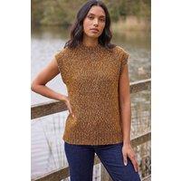 Roman Women's Speckled Knit Vest in Brown | Size: 10