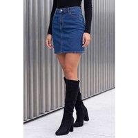 Dusk Women's Pocket Denim Mini Skirt in Indigo | Size: 12