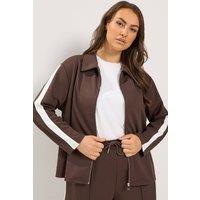 Yours Women's Side Stripe Jacket in Chocolate | Size: 26-28