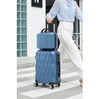 SHEONLY 2-Piece Hard Shell Travel Suitcases Luggage Set in Blue