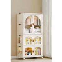 Living and Home 3 Tiers Foldable Wardrobe and Storage Box Bedroom Organizer in White