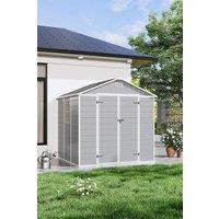 Garden Sanctuary 8x6ft Outdoor Apex Roof Plastic Storage Tool Shed with Dual-door in Grey
