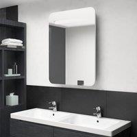 Berkfield Home LED Bathroom Mirror Cabinet White & Oak 60x11x80 cm | Size: 60 x 11 x 80 cm