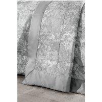 Catherine Lansfield Crushed Velvet Quilted 220x220cm Bedspread in Silver | Size: 220x220 cm