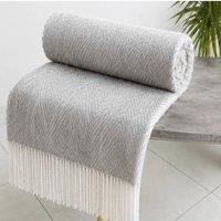 Rapport Home Soft Acrylic Herringbone Throw Blanket Fringed Tassel Finish in Grey | Size: 120 cm x 150 cm