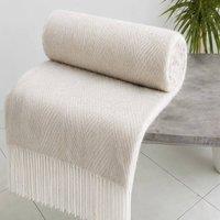 Rapport Home Soft Acrylic Herringbone Throw Blanket Fringed Tassel Finish in Natural | Size: 120 cm x 150 cm