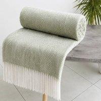 Rapport Home Soft Acrylic Herringbone Throw Blanket Fringed Tassel Finish in Green | Size: 150 cm 200 cm