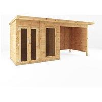 Mercia 16 x 6 Feet Maine Pent Summerhouse with Patio Area - Wood/Glass in Light Brown
