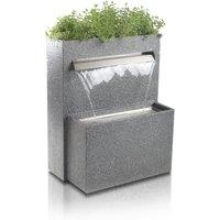 Primrose Granite Waterfall Planter Water Feature Lights Plant Pot Fountain 89cm in Light Grey