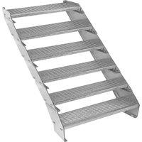 Monstershop Adjustable 6 Section Galvanised Staircase - 900mm Wide in Silver