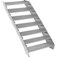 Monstershop Adjustable 7 Section Galvanised Staircase - 900mm Wide in Silver