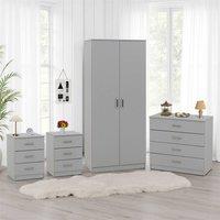 Seconique Dakotia 2 Door Wardrobe Bedroom Set in Light Grey