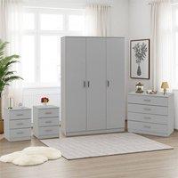 Seconique Dakotia 3 Door Wardrobe Bedroom Set in Light Grey