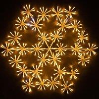Shatchi 64Cm Starburst Snowflake Shape Silhouette with 300 Warm White LEDs Twinkling Micro LED Lights Christmas Display in Yellow