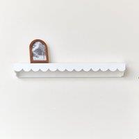 Melody Maison Extra Large White Scalloped Wall Storage Shelf - 90cm