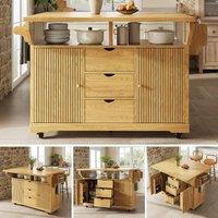 Matteo Foldable Serving Trolley - MDF Kitchen Cart in Natural