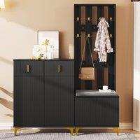 Matteo Wavy Texture Wardrobe Set - Black Gold - Modern - Storage Cabinet