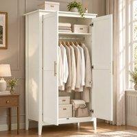 Matteo Cream White Double Wardrobe - Gold Handle - Classic Bedroom Storage