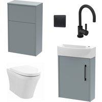 Balterley Cloakroom Suite Left Hand Vanity WC Toilet Tap Set 440mm - Grey Black in Brown