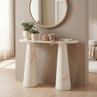 FurnitureboxUK Palma Marble Effect Console Table in Cream