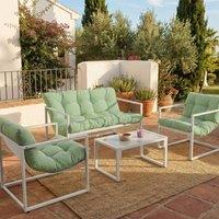 Wyld and Coco Green Galvanised Steel 4-Seater Sofa Set with Armchairs