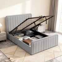 Comfy Living Ltd Brushed Velvet Ottoman Bedframe in Light Grey | Size: King