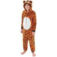 Animal Crazy Tiger Fleece Onesie in Orange | Size: 8-9 Years