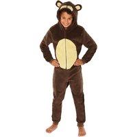 Animal Crazy Monkey Fleece Onesie in Brown | Size: 10-11 Years