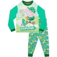 Peppa Pig Boy's George Pig Let's Go Explore Pyjamas in Green | Size: 3-4 Years