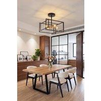 Garden Sanctuary 4-Light Industrial Semi-Flush Mount Ceiling Light in Black