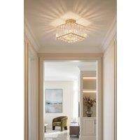 Garden Sanctuary Semi Flush Mount Ceiling Light with Crystal Shade in Gold