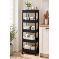Garden Sanctuary 5 Tiers Shelf Trolley Cart Storage Rack for Kitchen Bathroom Black