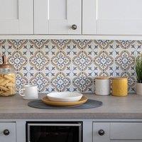 D-C-Fix Jamila Gold Self-Adhesive Vinyl Wall Tiles Pack of 6 (0.14sqm) in Yellow | Size: 152mm x 152mm