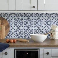D-C-Fix Jamila Blue Self-Adhesive Vinyl Wall Tiles Pack of 6 (0.14sqm) | Size: 152mm x 152mm
