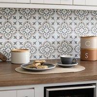 D-C-Fix Jamila Natural Self-Adhesive Vinyl Wall Tiles Pack of 6 (0.14sqm) in Beige | Size: 152mm x 152mm