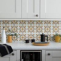 D-C-Fix Nadia Gold Self-Adhesive Vinyl Wall Tiles Pack of 6 (0.14sqm) in Yellow | Size: 152mm x 152mm