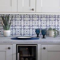 D-C-Fix Cubia Blue Self-Adhesive Vinyl Wall Tiles Pack of 6 (0.14sqm) | Size: 152mm x 152mm