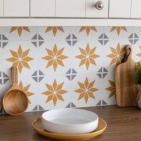 D-C-Fix Alia Gold Self-Adhesive Vinyl Wall Tiles Pack of 6 (0.14sqm) in Yellow | Size: 152mm x 152mm